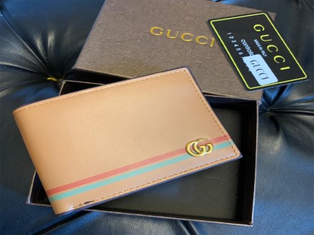 Best Price Gucci Striped Brown Leather Wallet For Men