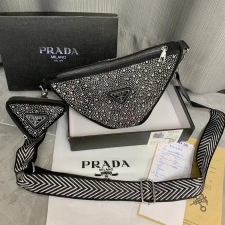 Best Price Prada Crystal Triangle Crossbody Bag with Coin pouch 