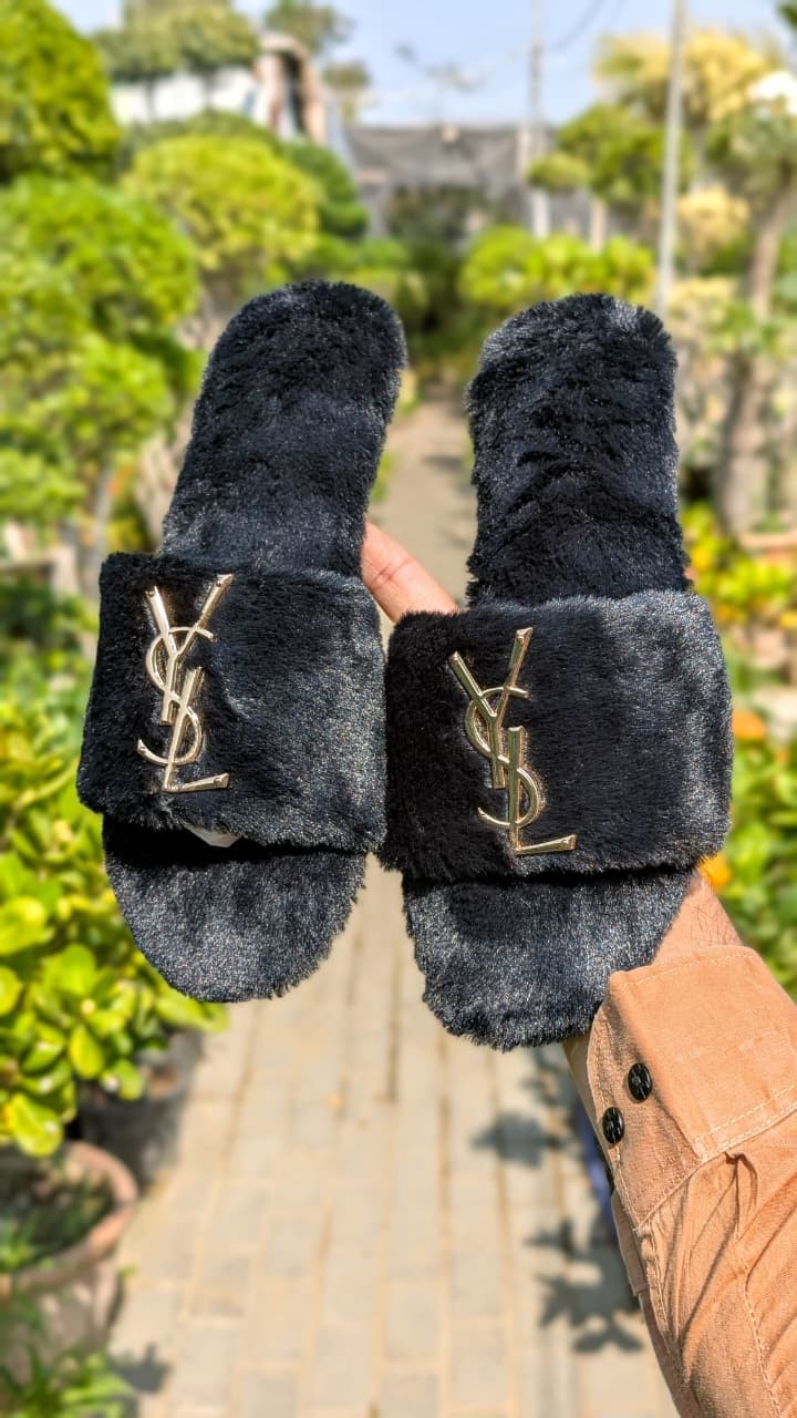 Best Price Ysl Fur slide 
